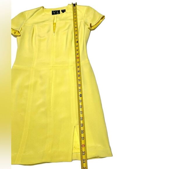 Vintage 100% Silk YL by Yair Yellow Mini Dress Short Sleeve Dress Vneck Zip Up - Picture 4 of 9